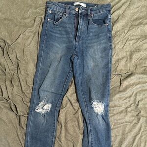 Women's Distressed Blue Jeans